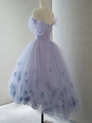 Dress Casual, Off the Shoulder Purple High Low Tulle Prom Dresses, High Low Purple Tulle Formal Graduation Dresses