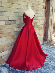 Party Dress Maxi, Off the Shoulder Red Long Prom Dresses, Red Long Formal Evening Dresses