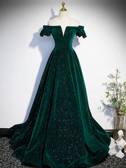 Sage Green Bridesmaid Dress, Off the Shoulder Shiny Green Black Long Prom Dresses, Green Black Long Formal Evening Dresses