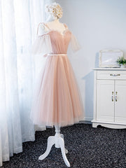 Black Tie Wedding Guest Dress, Off the Shoulder Short Pink Prom Dress, Short Pink Formal Graduation Bridesmaid Dresses
