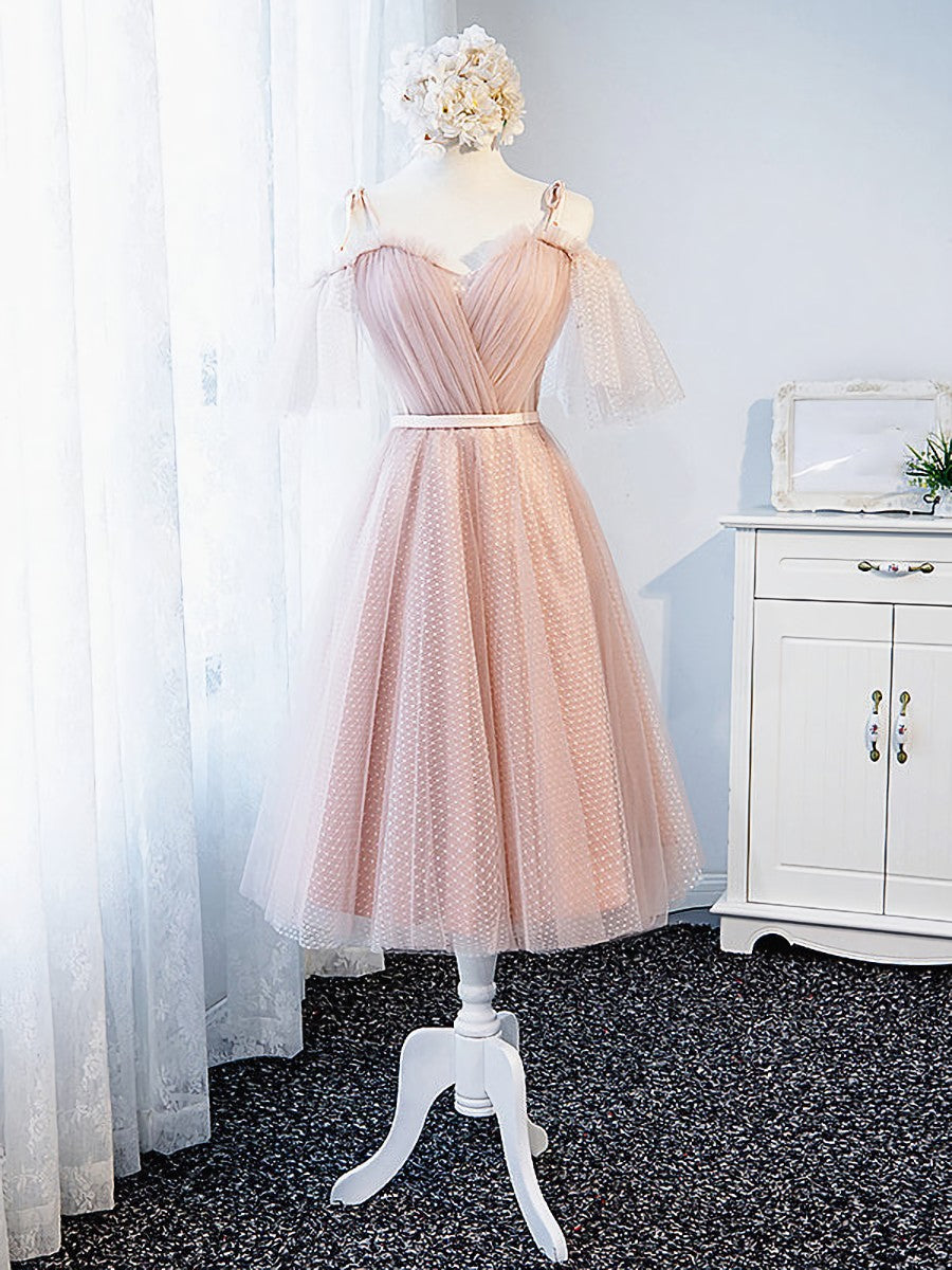 Fairy Dress, Off the Shoulder Short Pink Prom Dress, Short Pink Formal Graduation Bridesmaid Dresses
