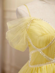 Party Dresses Idea, Off the Shoulder Short Yellow Prom Dresses, Off Shoulder Short Yellow Formal Graduation Dresses