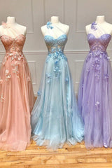 Bridesmaids Dresses Blush, One Shoulder Floral Long Prom Dresses, Formal Graduation Evening Dress