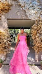 Formal Dress Long, Pink Long Formal Gowns, Pink Party Dresses