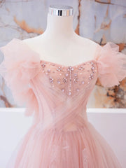 Party Dresses Online Shopping, Pink Long prom dress, Pink A line Formal Graduation Dresses