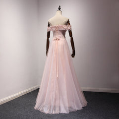 Prom Dress 2027, Pink Off Shoulder Handmade Formal Dresses , Long Prom Dresses