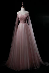 Party Dress Pink Dress, Pink Sweetheart Tulle Long Elegant Evening Dress, Pink Prom Dress