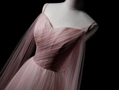 Party Dress Express Photos, Pink Sweetheart Tulle Long Elegant Evening Dress, Pink Prom Dress