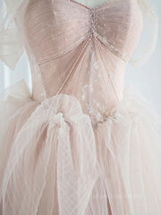 Prom Dress Stores, Pink sweetheart tulle long prom dress, pink tulle formal dress