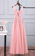 Party Dress Miami, Pink Tulle A-line Simple Long Party Dress, A-line Prom Dresses Evening Dress