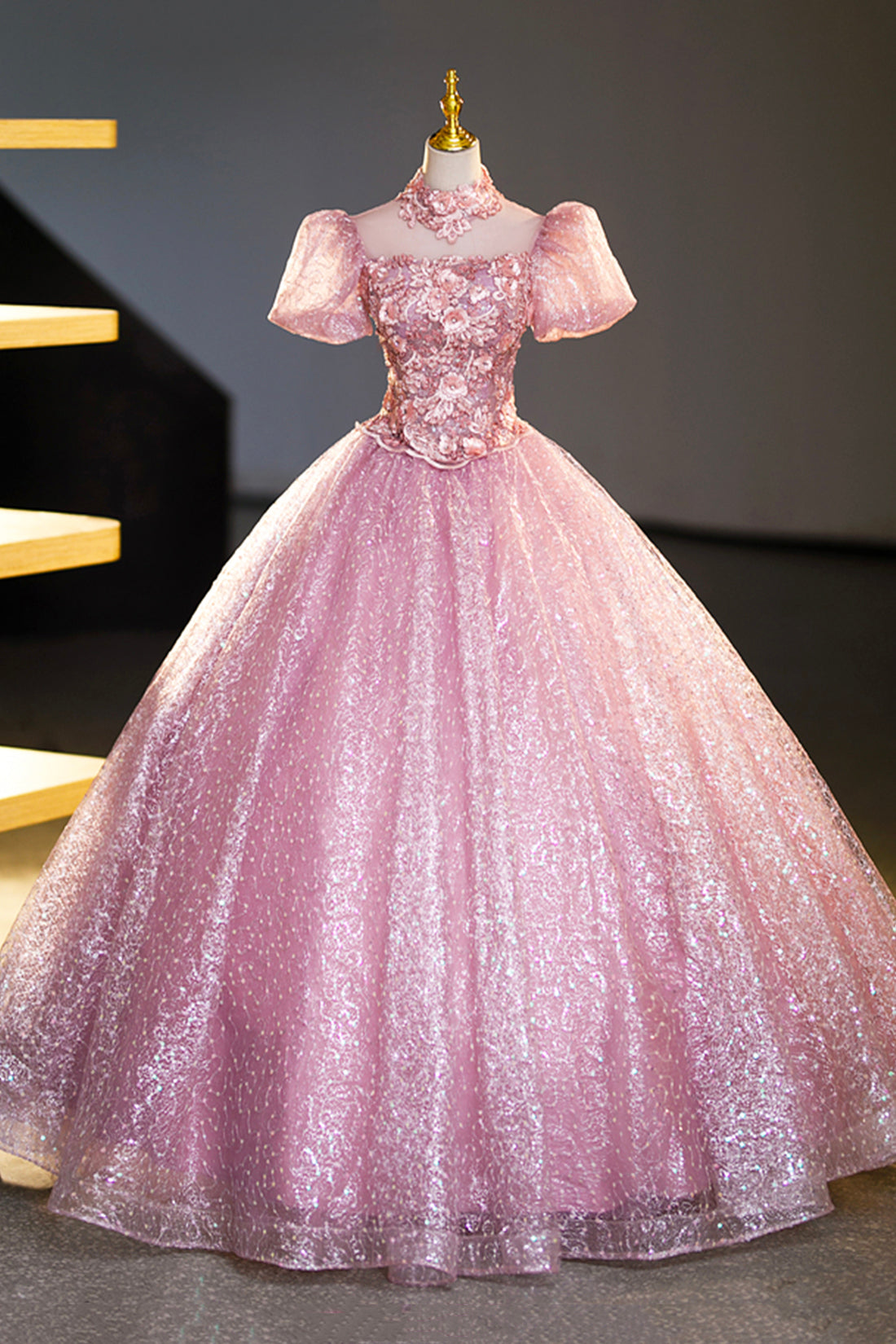 Bridesmaid Dress Colours, Pink Tulle Lace Princess Dress, A-Line Evening Dress Sweet 16 Dress