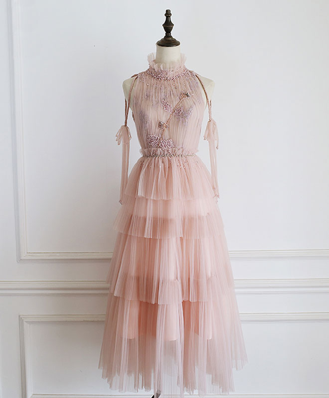 Prom Dresses2029, Pink Tulle Lace Prom Dress, Tulle Lace Homecoming Dress