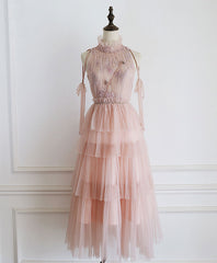 Prom Dresses2029, Pink Tulle Lace Prom Dress, Tulle Lace Homecoming Dress