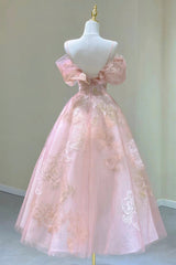 Homecomming Dresses Red, Pink Tulle Lace Short A-Line Prom Dress, Cute Off the Shoulder Party Dress