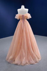 Party Dress Vintage, Pink Tulle Lace Strapless Prom Dress,  Pink A-Line Evening Party Dress