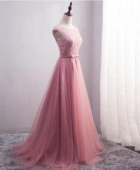 Homecoming Dress Shopping Near Me, Pink Tulle Long A Line Prom Dress, Pink Evening Dress