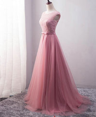 Homecoming Dressed Short, Pink Tulle Long A Line Prom Dress, Pink Evening Dress