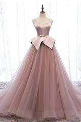 Wedding Dress 2026, Pink Spaghetti Straps Tulle Long Formal Prom Dress, Unique Long Wedding Dess