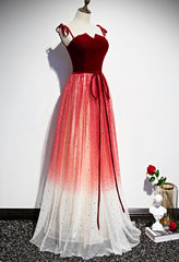 Formal Dress For Ladies, Pretty Red Tulle with Sequins Long Party Gown, Red Formal Dress