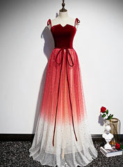 Formal Dressing For Ladies, Pretty Red Tulle with Sequins Long Party Gown, Red Formal Dress