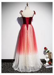 Formal Dresses Nearby, Pretty Red Tulle with Sequins Long Party Gown, Red Formal Dress
