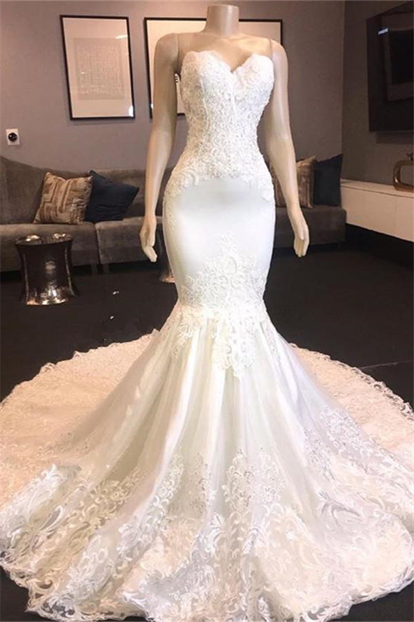 Wedding Dress Sexy, Princess White Sweetheart Mermaid Court Train Wedding Dresses