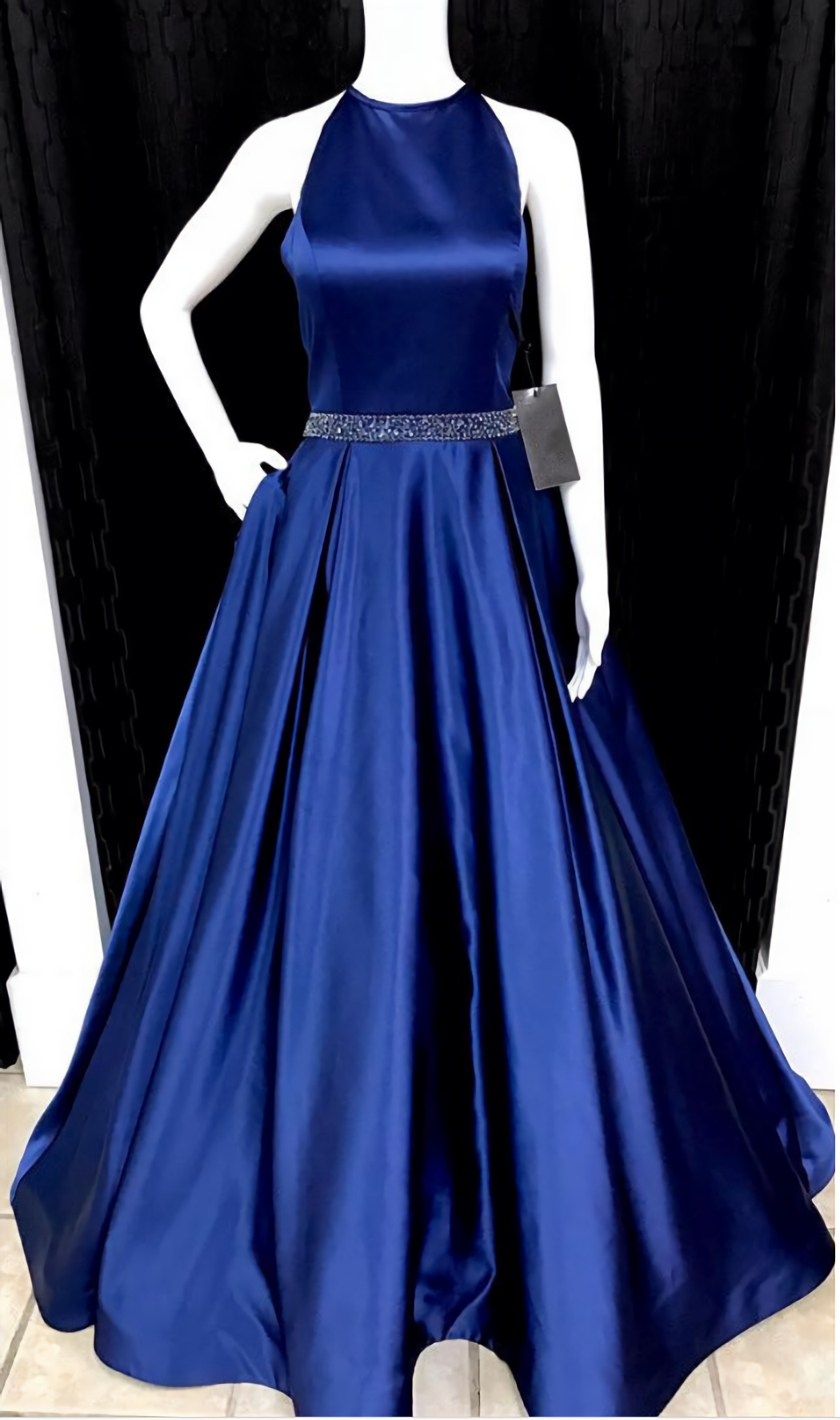 Formal Dress Shops Near Me, 2024 Newly A-Line/Princess Satin Royal Blue Prom Dresses