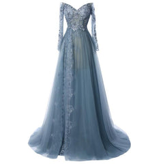 Bridesmaid Dresses Photos Gallery, A-Line/Princess Tulle Long Sleeves Sweetheart 2024 Prom Dresses