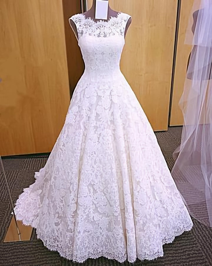 Wedding Dress Long Sleeves, Vintage Cap Sleeves Open Back Lace 2024 White Wedding Dresses