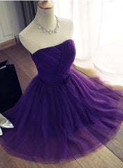 Party Dress Designer, Lovely Dark Purple Tulle 2024 Short Homecoming Dresses