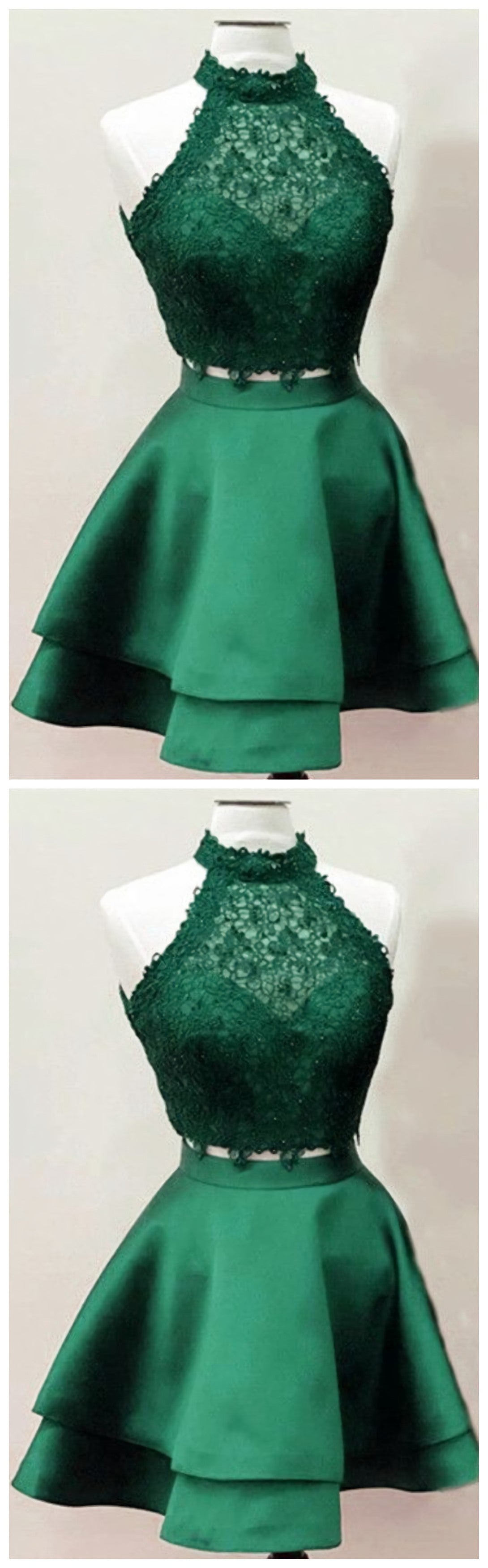 Evening Dresses Gold, Homecoming Dresses, Emerald Homecoming Dresses, Two Piece Homecoming Dress