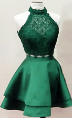 Evening Dresses 23, Homecoming Dresses, Emerald Homecoming Dresses, Two Piece Homecoming Dress