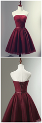 Evening Dress Knee Length, Beautiful Burgundy Knee Length Lace Up Tulle Party Dress, Homecoming Dress, Short Prom Dress