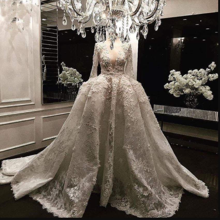 Wedding Dresses Fall, Vestido De Noiva 2024 Lace Long Sleeves Ball Gown Wedding Dresses, Appliques Dubai Arabia Bride Dress, Princess Wedding Gowns