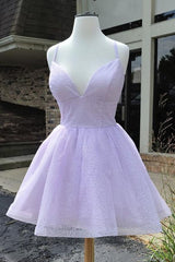 Bridesmaids Dress Pink, Purple Tulle Short Prom Dress, Homecoming Dress