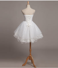 Party Dresses Outfit Ideas, White Lace and Organza Short Short Teen Prom Dresses