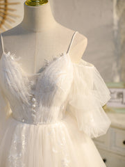 Wedding Dress Idea, Cute White Short Tulle Off Shoulder White Prom Dresses