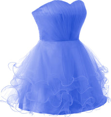 Formal Dresses Off The Shoulder, Short Sweet 16 Blue Tulle Fitted Homecoming Dresses