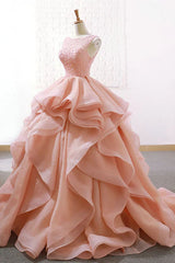 Salad Dress Recipes, Puffy Tulle Long Prom Dress with Beading, A Line Sleeveless Party Gown