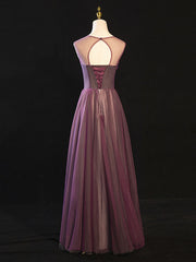 Party Dress Dress, Purple Floral Long Lace Prom Dresses, Purple Floral Long Lace Formal Evening Dresses