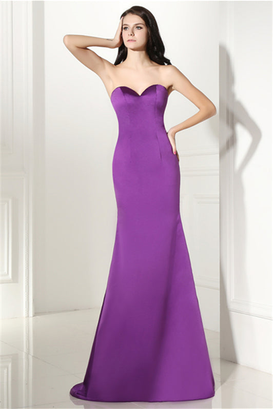 Elegant Dress Classy, Purple Mermaid Satin Sweetheart Backless Prom Dresses