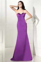 Elegant Dress Classy, Purple Mermaid Satin Sweetheart Backless Prom Dresses