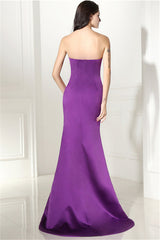 Dinner Outfit, Purple Mermaid Satin Sweetheart Backless Prom Dresses