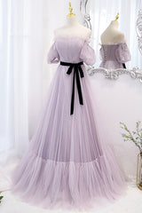 Beach Dress, Purple Tulle Long A-Line Prom Dress, Purple Evening Formal Dress
