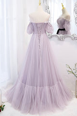 Bridesmaid Dresses Formal, Purple Tulle Long A-Line Prom Dress, Purple Evening Formal Dress