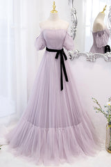 Grad Dress, Purple Tulle Long A-Line Prom Dress, Purple Evening Formal Dress