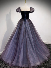 Formal Dresses With Tulle, Purple Tulle Long Prom Dresses, Purple Formal Graduation Dresses