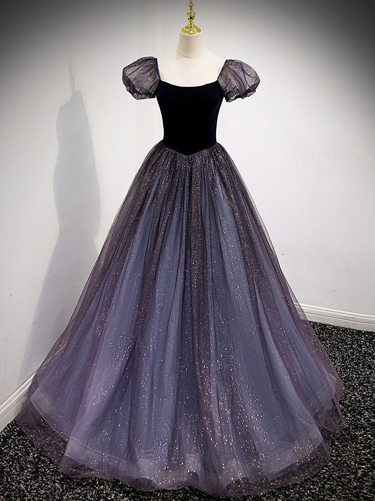 Formal Dress Fall, Purple Tulle Long Prom Dresses, Purple Formal Graduation Dresses