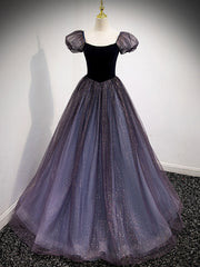 Formal Dress Fall, Purple Tulle Long Prom Dresses, Purple Formal Graduation Dresses