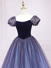 Bridesmaid Dresses Design, Purple Tulle Long Prom Dresses, Shiny Purple Tulle Formal Gown Sweet 16 Dress